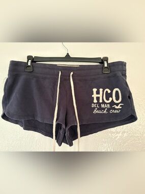 Hollister Navy Drawstring Beach Crew Shorts